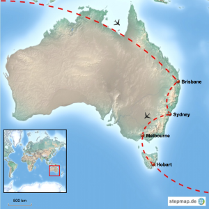 Weltreise Karte Australien Ostküste