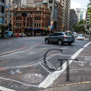 Bauarbeitsmarkierungen auf den Straßen in Sydney