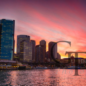 Sydney bei Nacht Skyline im Sonnenuntergang