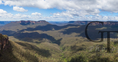 Sydney Blue Mountains Panorama mit three Sisters