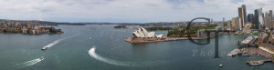 Sydney Blick von Harbour Bridge auf Hafen mit Oper