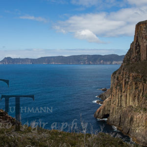 Tasmanien Fortescue Blick zum Cape Pillar vom Cape Haut